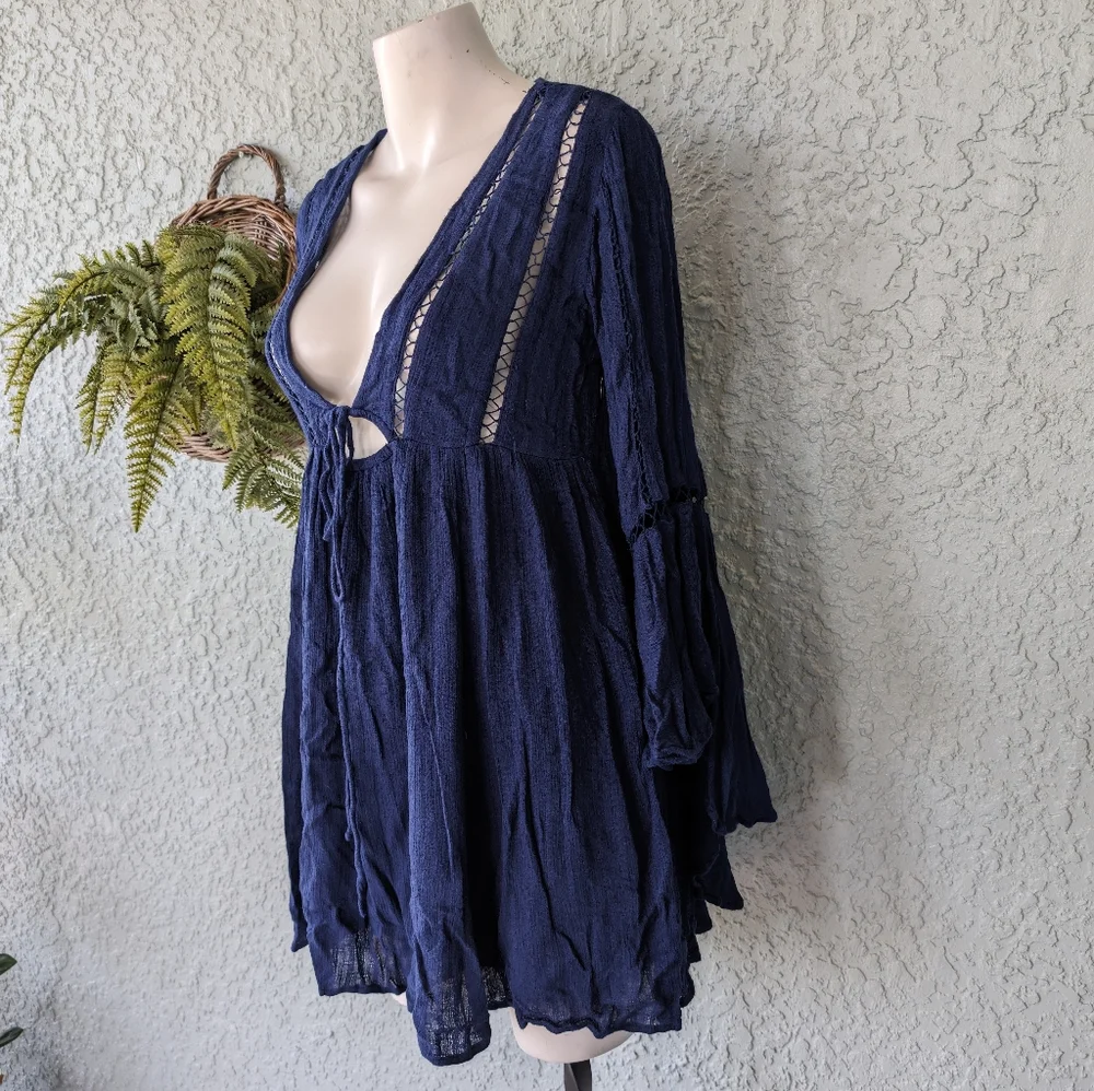 Free People Romeo Peakaboo Mini Dress blue size‎ s/p